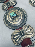 One Of The Best Vintage Native American Navajo Hand Tooled Sterling Silver Turquoise Concho Belt-Nativo Arts
