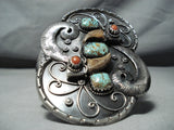 Biggest Best Vintage Native American Navajo Turquoise Bear Cla Sterling Silver Bracelet-Nativo Arts