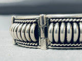 One Of The Most Unique Vintage Native American Navajo Sterling Silver Bridge Clasp Bracelet-Nativo Arts