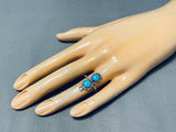 Adorable Vintage Native American Navajo Blue Gem Turquoise Sterling Silver Ring-Nativo Arts