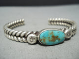 Tight Coil Vintage Native American Navajo Royston Turquoise Sterling Silver Bracelet-Nativo Arts