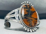 Rare Earlier Vintage Native American Navajo Petrified Wood Sterling Silver Bracelet Old-Nativo Arts