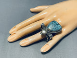 Huge Bug Whimsical Vintage Native American Navajo Spider Turquoise Sterling Silver Ring-Nativo Arts