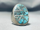 Unforgettable Vintage Native American Navajo Blue Diamond Turquoise Sterling Silver Ring-Nativo Arts