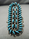 Marvelous Vintage Zuni Native American Turquoise Snake Eyes Sterling Silver Ring-Nativo Arts