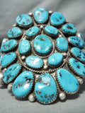 Henry Roanhose Vintage Native American Navajo Turquoise Cluster Sterling Silver Bracelet-Nativo Arts