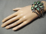 Important Damale Turquoise Vintage Native American Navajo Kachina Sterling Silver Bracelet Old-Nativo Arts