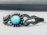 Early Vintage Native American Navajo Old Kingman Turquoise Sterling Silver Bracelet-Nativo Arts