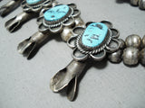 Authentic Vintage Native American Navajo Sleeping Turquoise Silver Squash Blossom Necklace-Nativo Arts