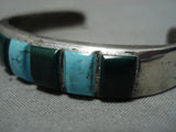 Superior Vintage Native American Navajo Blue Diamond Turquoise Sterling Silver Bracelet Old-Nativo Arts