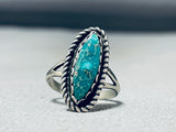 Tight Spiderweb Vintage Native American Navajo Turquoise Sterling Silver Ring Old-Nativo Arts