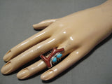 Fabulous Vintage Zuni Native American Easter Blue Turquoise Sterling Silver Ring-Nativo Arts