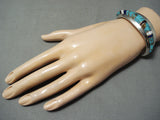 One Of The Most Unique Vintage Native American Navajo #8 Turquoise Sterling Silver Bracelet-Nativo Arts