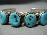 Thick And Heavy!! Vintage Native American Navajo Turquoise Sterling Silver Bracelet Old-Nativo Arts