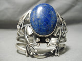 Monstrous Vintage Native American Navajo Frog Lapis Sterling Silver Bracelet-Nativo Arts