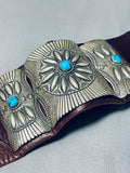 One Most Detailed Ever Vintage Native American Navajo Turquoise Sterling Silver Ketoh Bracelet-Nativo Arts