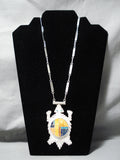 Important Museum Native American Navajo Horny Toad Sterling Silver Turquoise Necklace-Nativo Arts