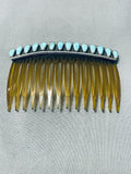 Marvelous Vintage Native American Navajo Kingman Turquoise Sterling Silver Hair Comb-Nativo Arts