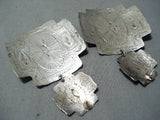 Exquisite Navajo Sterling Silver Huge Cross Earrings Native American-Nativo Arts