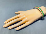 Unique End Native American Navajo Gaspeite Shell Sterling Silver Bracelet Cuff-Nativo Arts