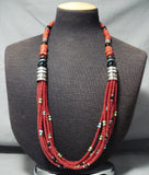 Singer Chunky Coral Native American Navajo Sterling Silver Turquoise Necklace-Nativo Arts
