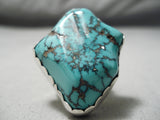 Amazing Vintage Native American Navajo Huge Spiderweb Turquoise Sterling Silver Ring-Nativo Arts