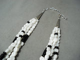 Native American Very Important Dan Coriz Santo Domingo Sterling Silver Black White Necklace-Nativo Arts