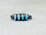 Early Vintage Native American Zuni Turquoise Needle Sterling Silver Ring Old-Nativo Arts