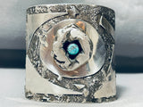 Important Vintage Native American Kewa Rose Pedal Sterling Silver Turquoise Bracelet-Nativo Arts