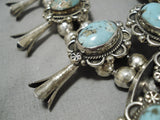 Rare Vintage Native American Navajo Mcginnis Turquoise Sterling Silver Squash Blossom Necklace-Nativo Arts