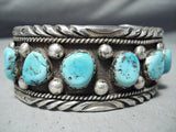 Superlative Vintage Native American Navajo Morenci Turquoise Sterling Silver Bracelet Old-Nativo Arts