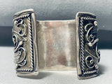 Pat Platero Vintage Native American Navajo Turquoise Sterling Silver Leaf Bracelet Old-Nativo Arts