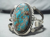 Authentic Vintage Native American Navajo Rare Turquoise Sterling Silver Bracelet Old-Nativo Arts
