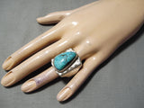 Monumental Vintage Native American Navajo Spiderweb Turquoise Sterling Silver Ring Old-Nativo Arts