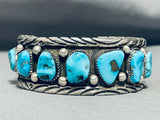 Important Turquoise Vintage Native American Navajo Morenci Sterling Silver Bracelet-Nativo Arts