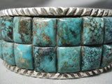 Exquisite Native American Navajo Green Turquoise Mosaic Inlay Sterling Silver Heavy Bracelet-Nativo Arts