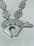 Gasp! Completely Hand Carved Vintage Native American Navajo Bear Sterling Silver Necklace-Nativo Arts