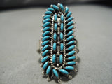 Marvelous Vintage Zuni Native American Turquoise Snake Eyes Sterling Silver Ring-Nativo Arts