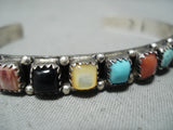 Impressive Vintage Native American Navajo Turquoise And Multi-stone Sterling Silver Bracelet-Nativo Arts