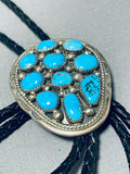 Important Chee Vintage Native American Navajo Turquoise Sterling Silver Bolo Tie-Nativo Arts