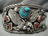 Stunning Fred James Vintage Native American Navajo Soaring Eagle Sterling Silver Bracelet Old-Nativo Arts