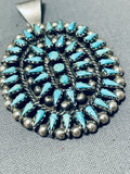 Brilliant Vintage Native American Zuni Blue Gem Turquoise Sterling Silver Pendant-Nativo Arts