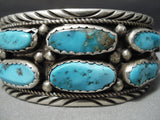 Huge Vintage Native American Navajo Chunky Turquoise Sterling Silver Bracelet Old-Nativo Arts