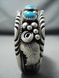 Bea Nez Vintage Native American Navajo Sleeping Beauty Turquoise Sterling Silver Bracelet Old-Nativo Arts