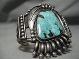 One Of Best Vintage Native American Navajo Blue Jay Turquoise Sterling Silver Bracelet Old-Nativo Arts
