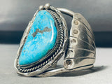 One Of The Best Vintage Native American Navajo Morenci Turquoise Sterling Silver Bracelet Old-Nativo Arts
