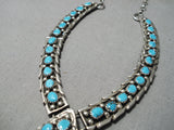 Unforgettable Vintage Native American Navajo Turquoise Sterling Silver Necklace Old-Nativo Arts