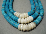 One Of The Best Vintage Santo Domingo Native American Navajo Turquoise Heishi Necklace Old-Nativo Arts
