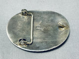 Native American Precisely Detailed Vintage Zuni Turquoise Sterling Silver Shell Buckle-Nativo Arts