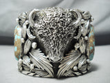 210 Gram Monster Buffalo #8 Turquoise Native American Sterling Silver Bracelet-Nativo Arts